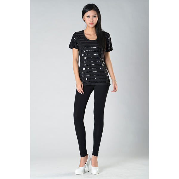 SY013針織車珠片短袖正面效果 SY013針織車珠片短袖正面效果